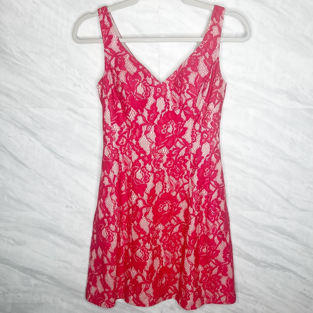 Aqua Dress Red Lace Mini Dress 2